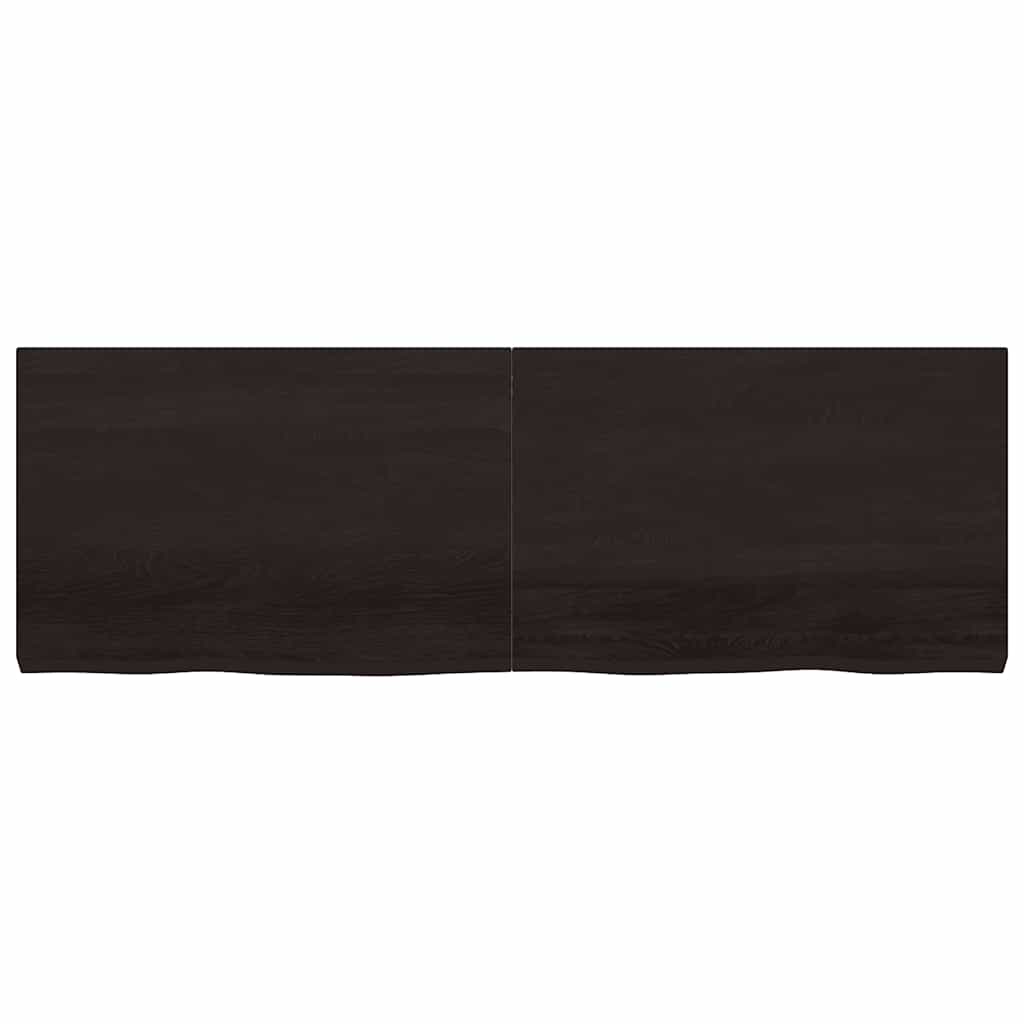 Wall Shelf Dark Brown 180x60x(2-6)cm Solid Oak Treated