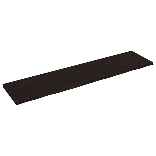 Wall Shelf Dark Brown 200x50x(2-4)cm Solid Oak Treated