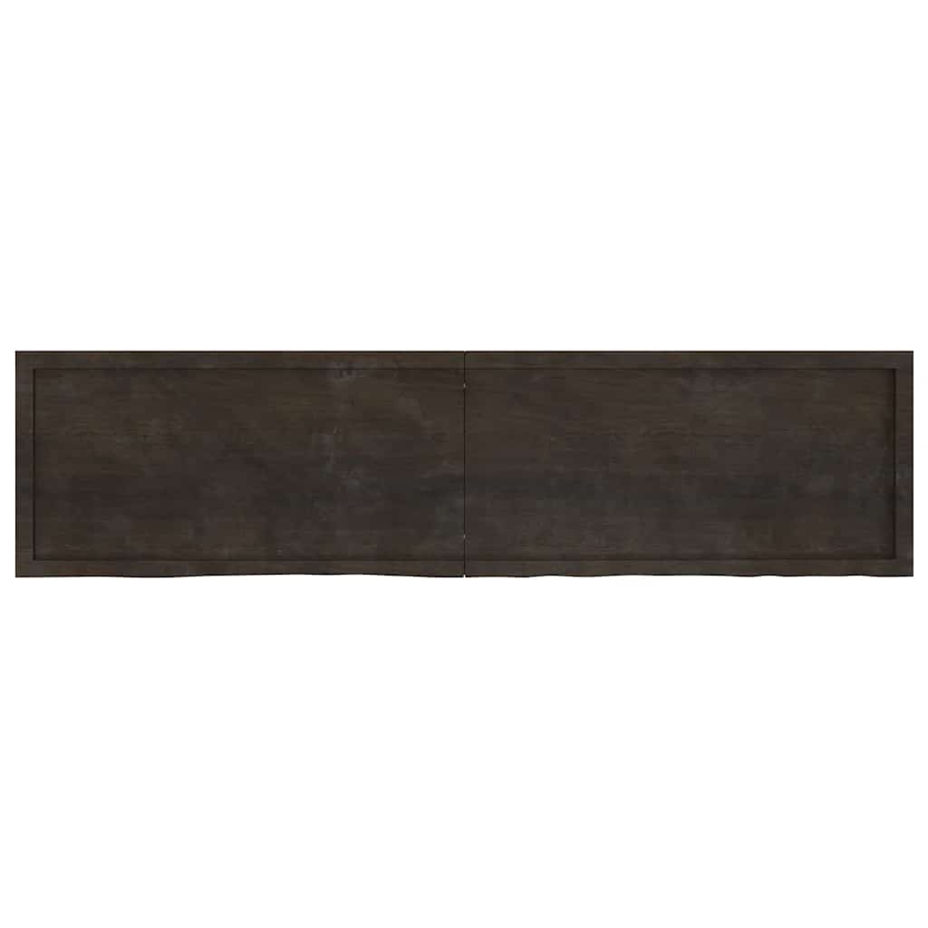 Wall Shelf Dark Brown 200x50x(2-4)cm Solid Oak Treated