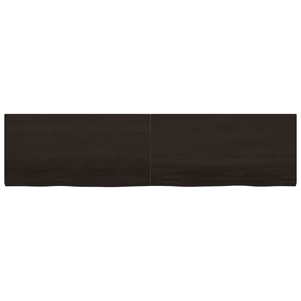 Wall Shelf Dark Brown 200x50x(2-4)cm Solid Oak Treated