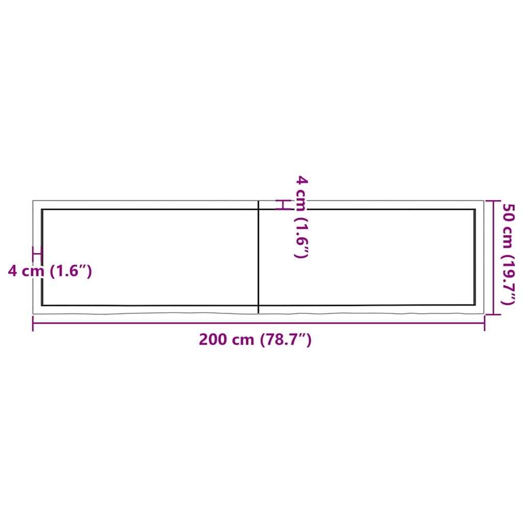 Wall Shelf Dark Brown 200x50x(2-6)cm Solid Oak Treated