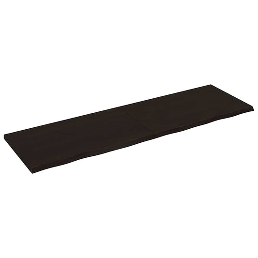 Wall Shelf Dark Brown 200x60x(2-4)cm Solid Oak Treated