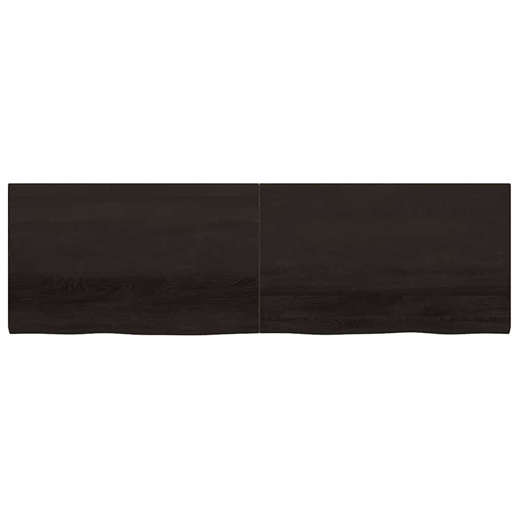 Wall Shelf Dark Brown 200x60x(2-4)cm Solid Oak Treated
