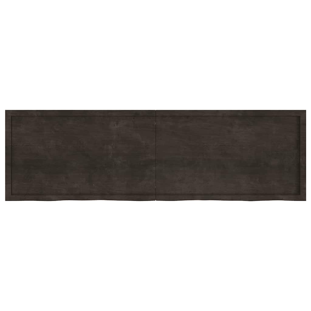 Wall Shelf Dark Brown 200x60x(2-4)cm Solid Oak Treated