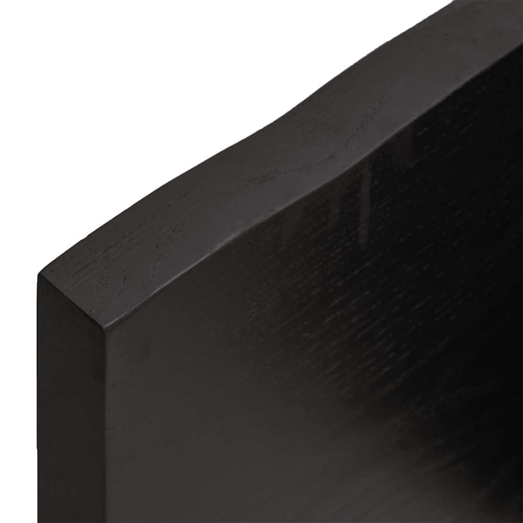 Wall Shelf Dark Brown 200x60x(2-4)cm Solid Oak Treated