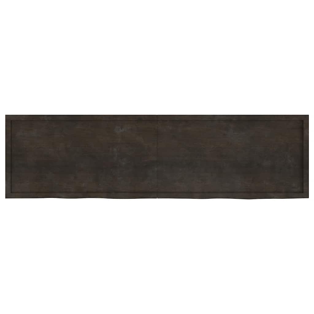 Wall Shelf Dark Brown 220x60x(2-4)cm Solid Oak Treated