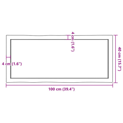Tischplatte 100x40x(2-4) cm Massivholz Behandelt Baumkante