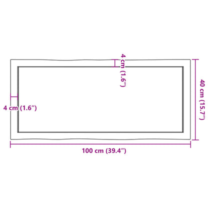 Tischplatte 100x40x(2-6) cm Massivholz Behandelt Baumkante