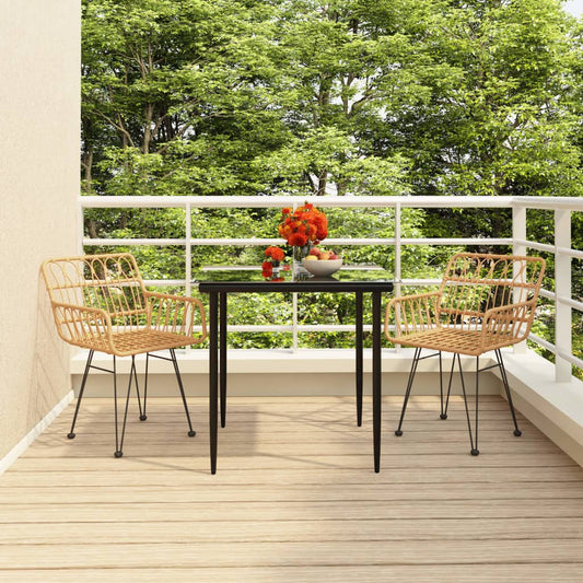3-tlg. Garten-Essgruppe Poly Rattan