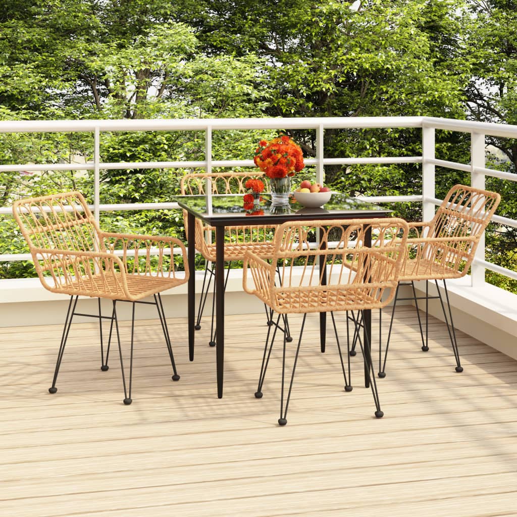 5-tlg. Garten-Essgruppe Poly Rattan