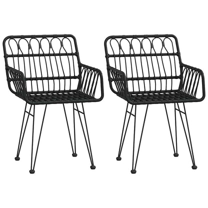 3-tlg. Garten-Essgruppe Schwarz Poly Rattan