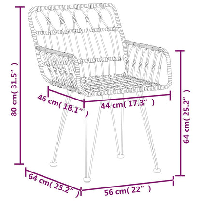 3-tlg. Garten-Essgruppe Schwarz Poly Rattan