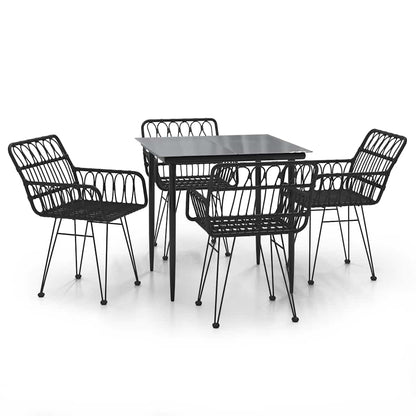 5-tlg. Garten-Essgruppe Schwarz Poly Rattan