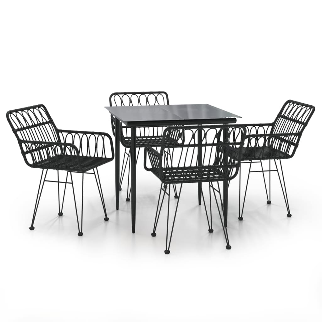 5-tlg. Garten-Essgruppe Schwarz Poly Rattan