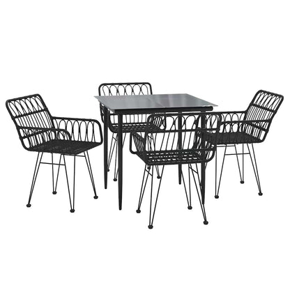 5-tlg. Garten-Essgruppe Schwarz Poly Rattan