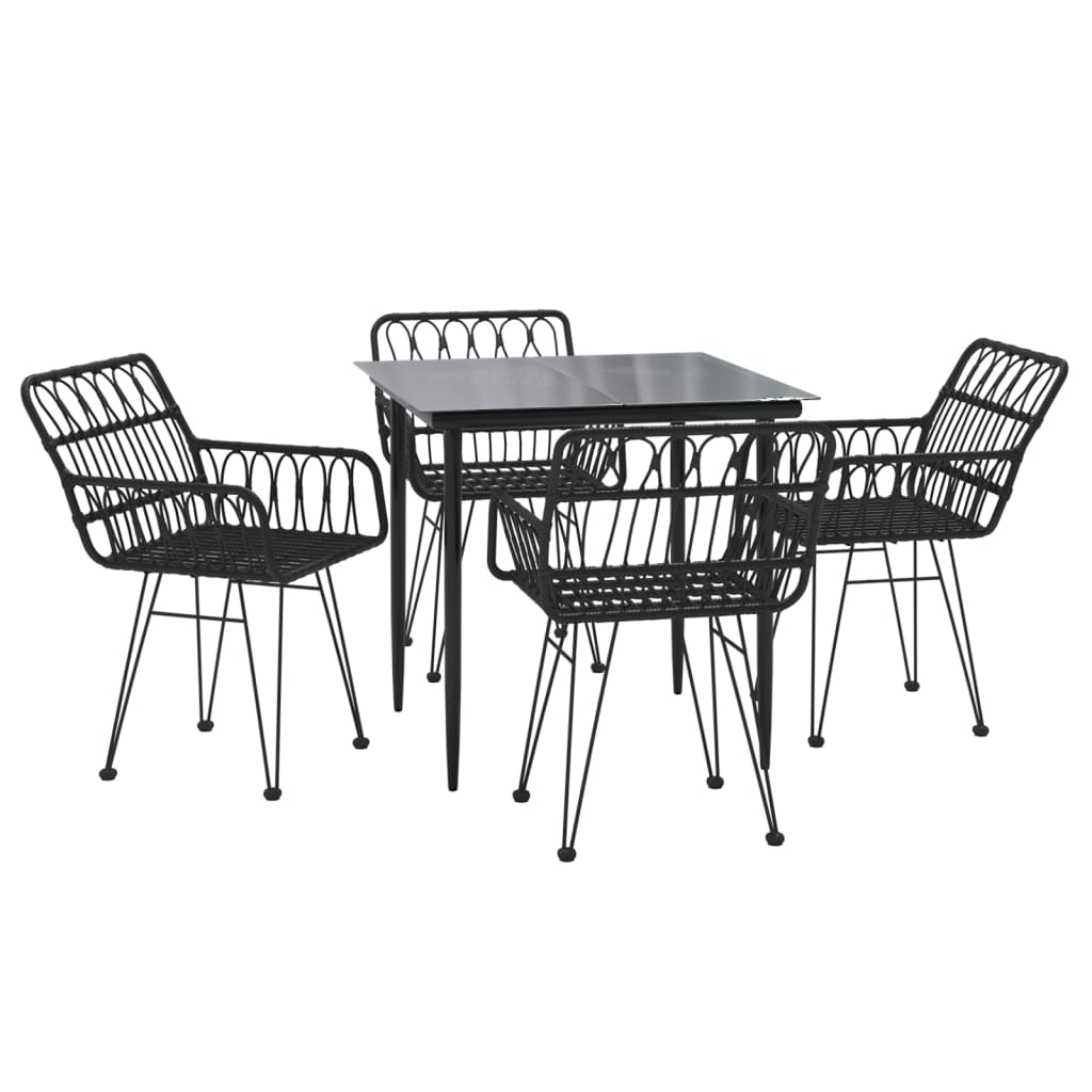 5-tlg. Garten-Essgruppe Schwarz Poly Rattan