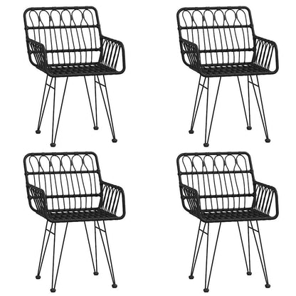 5-tlg. Garten-Essgruppe Schwarz Poly Rattan