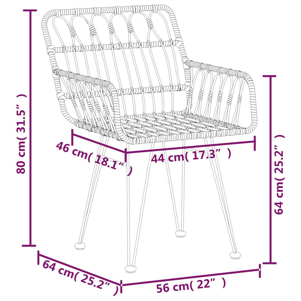 5-tlg. Garten-Essgruppe Schwarz Poly Rattan