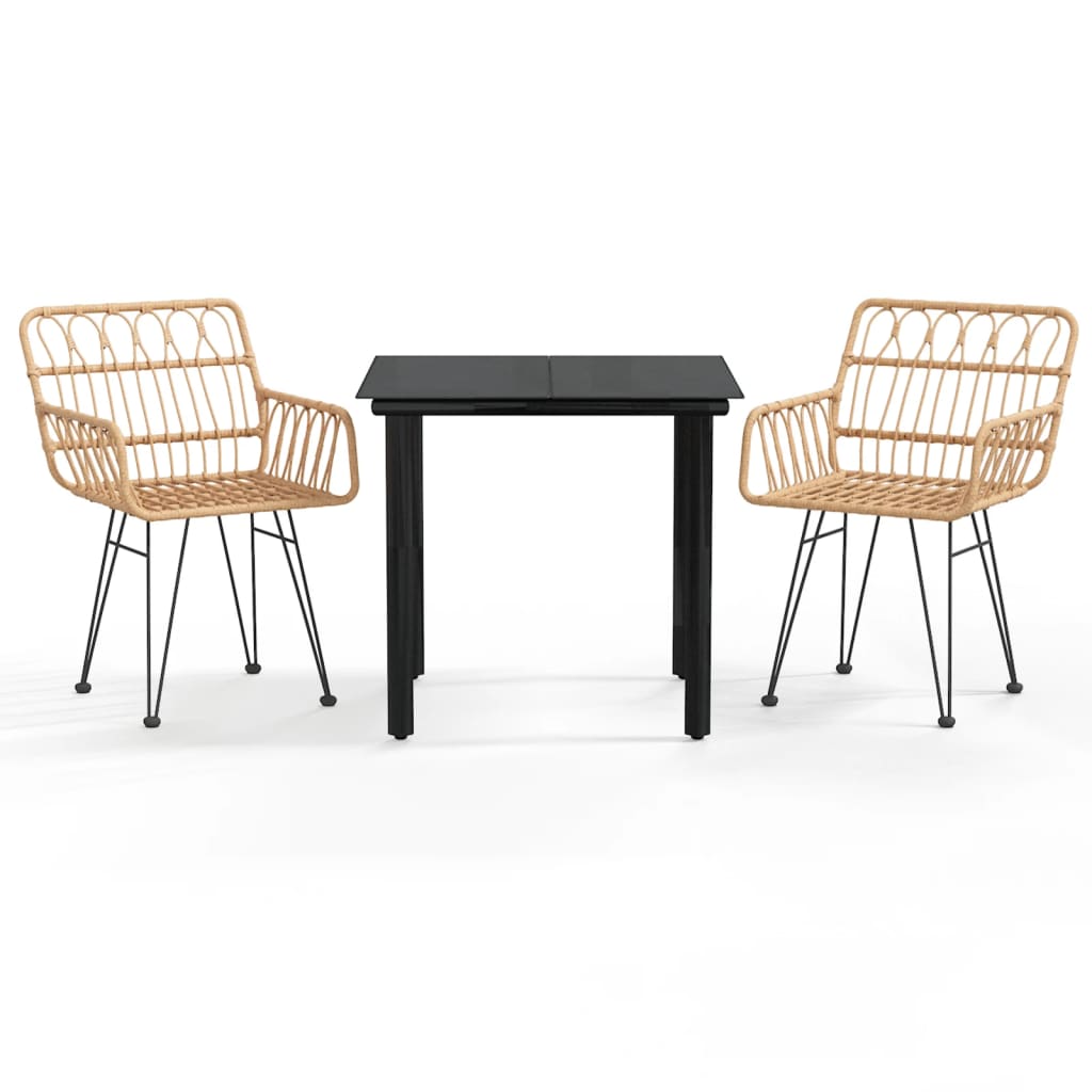3-tlg. Garten-Essgruppe Poly Rattan
