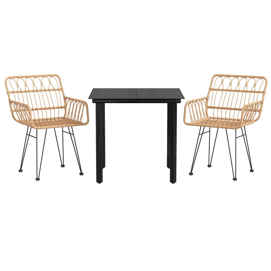 3-tlg. Garten-Essgruppe Poly Rattan