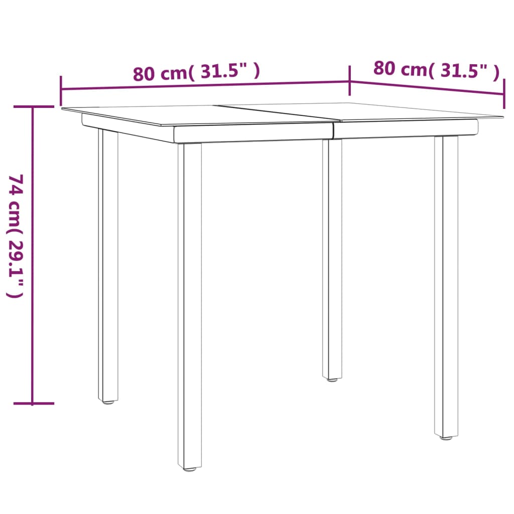 3-tlg. Garten-Essgruppe Poly Rattan