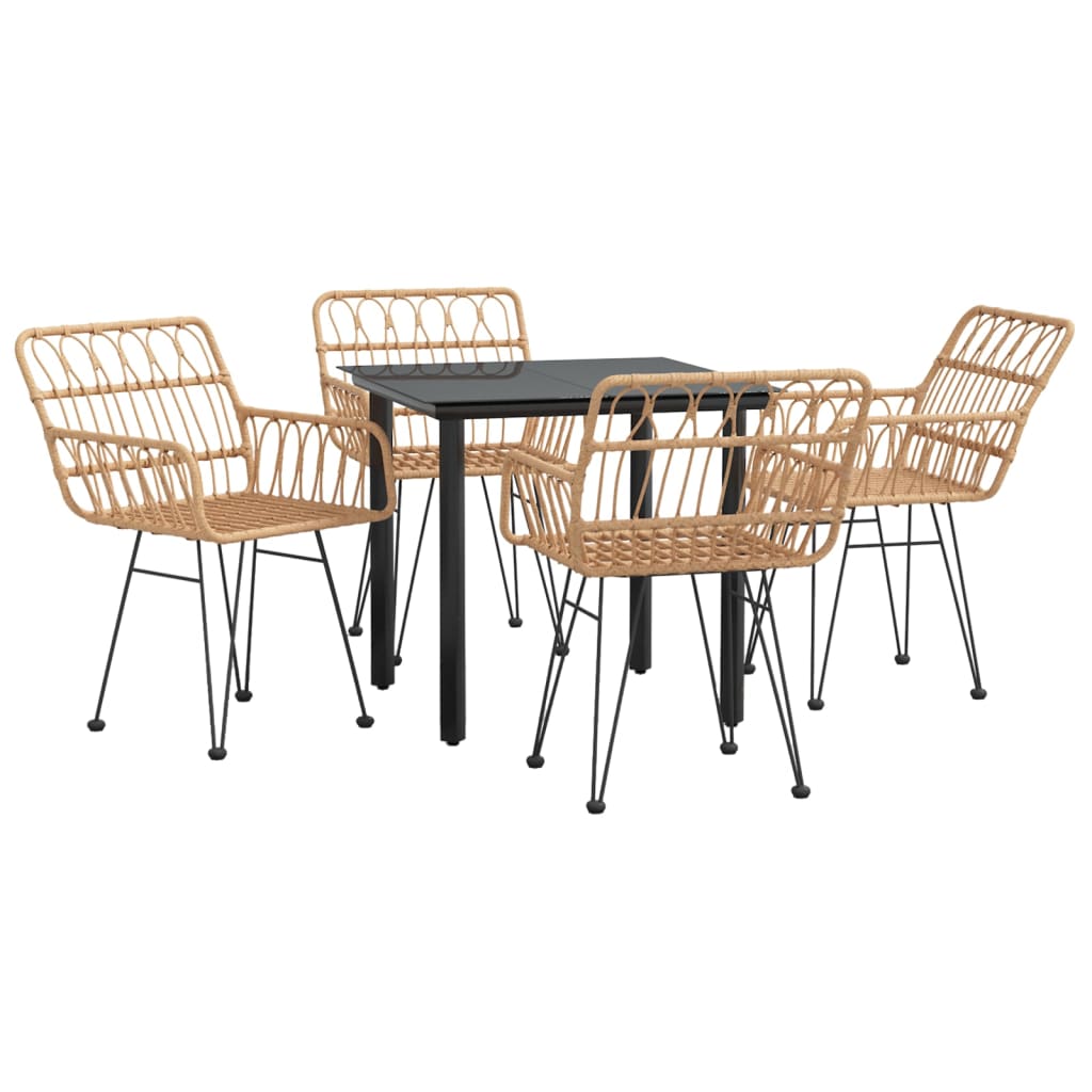 5-tlg. Garten-Essgruppe Poly Rattan