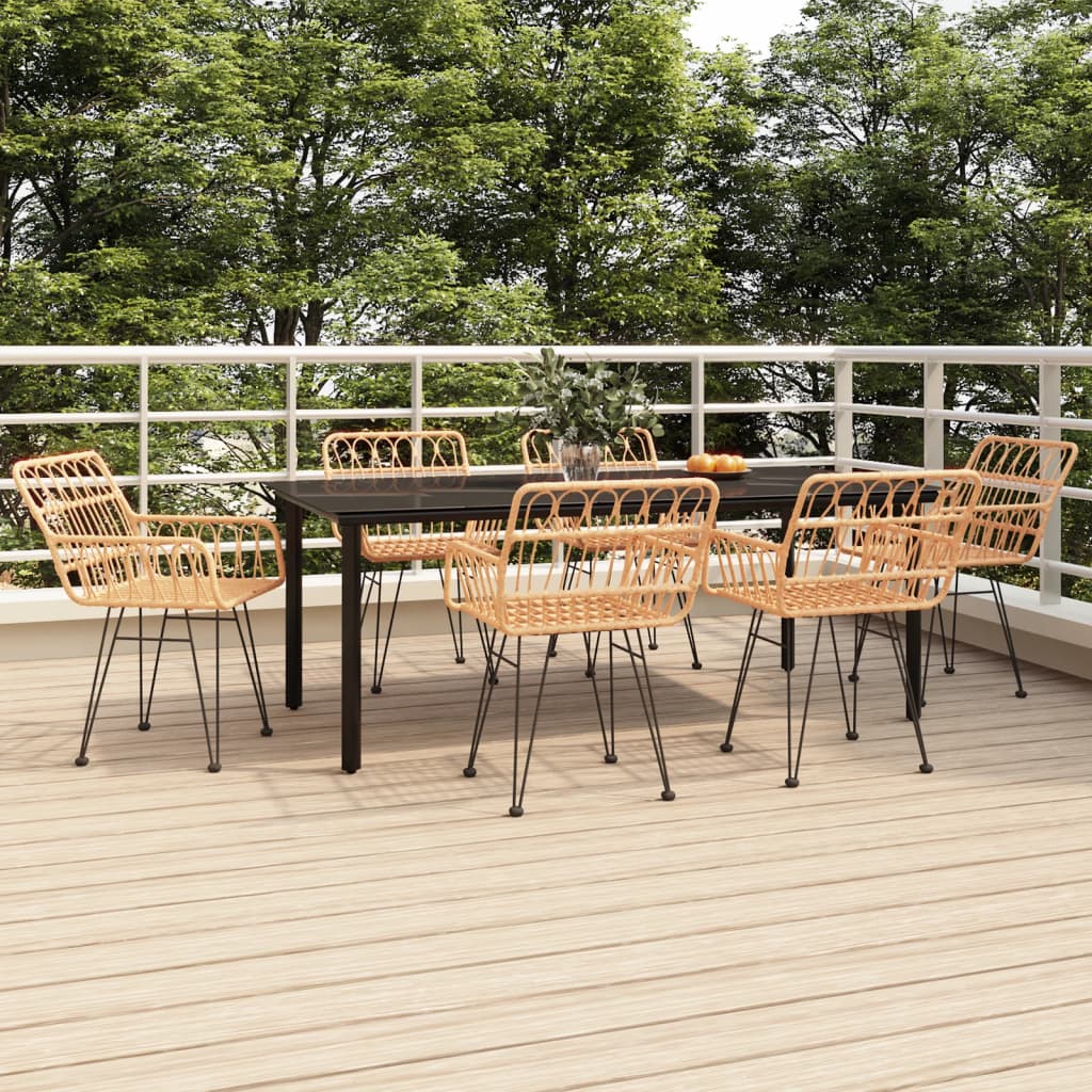7-tlg. Garten-Essgruppe Poly Rattan