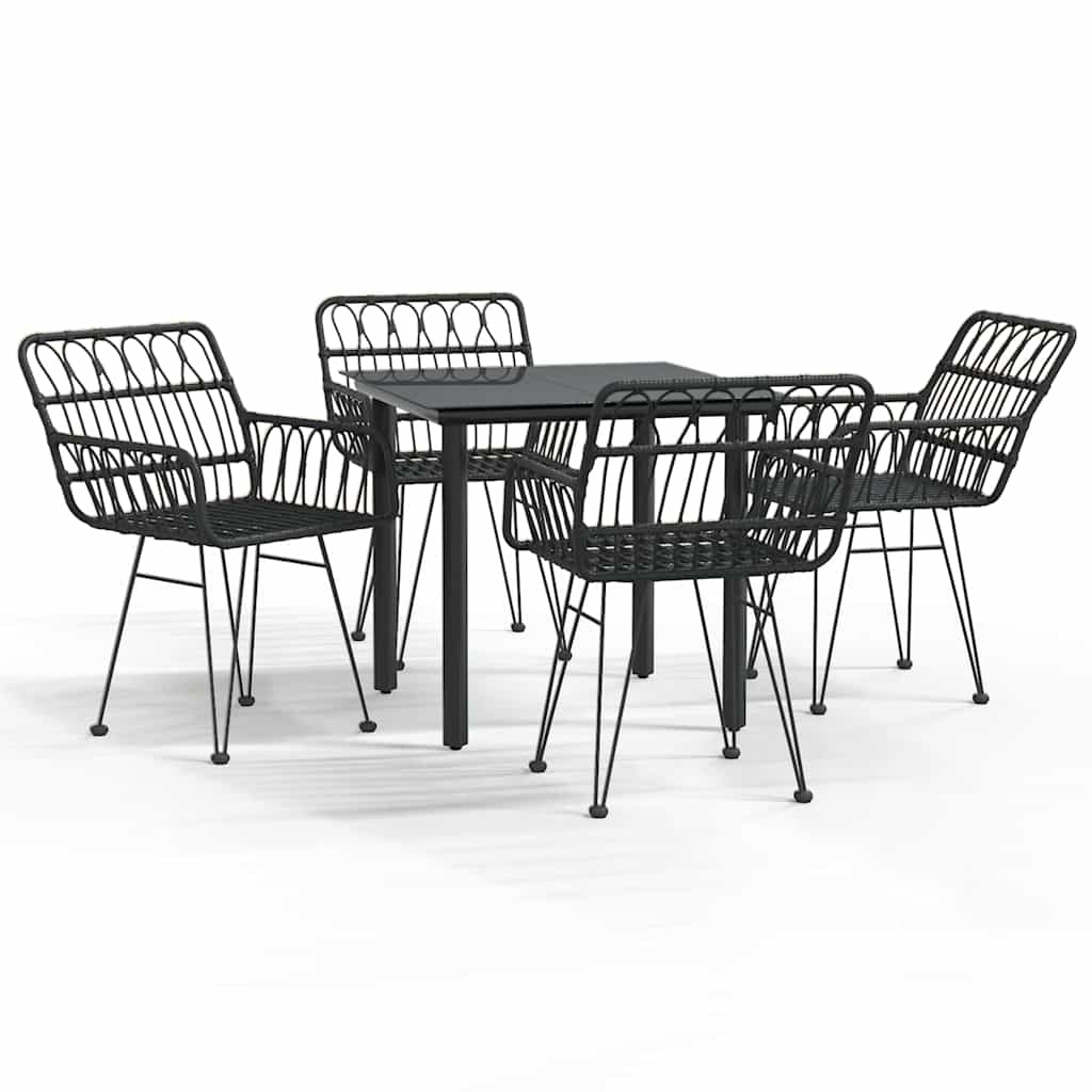 5-tlg. Garten-Essgruppe Schwarz Poly Rattan
