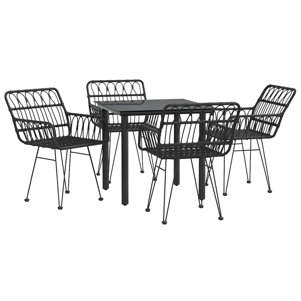 5-tlg. Garten-Essgruppe Schwarz Poly Rattan