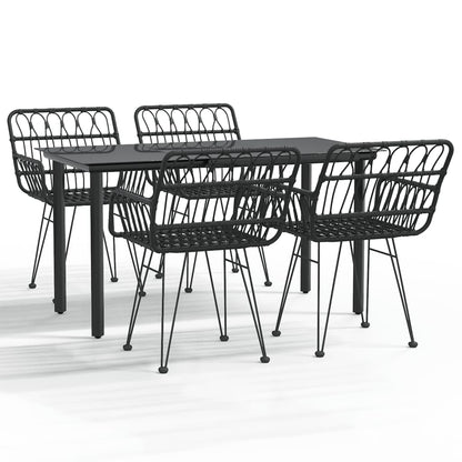 5-tlg. Garten-Essgruppe Schwarz Poly Rattan