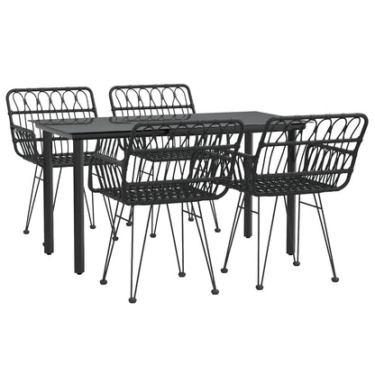 5-tlg. Garten-Essgruppe Schwarz Poly Rattan