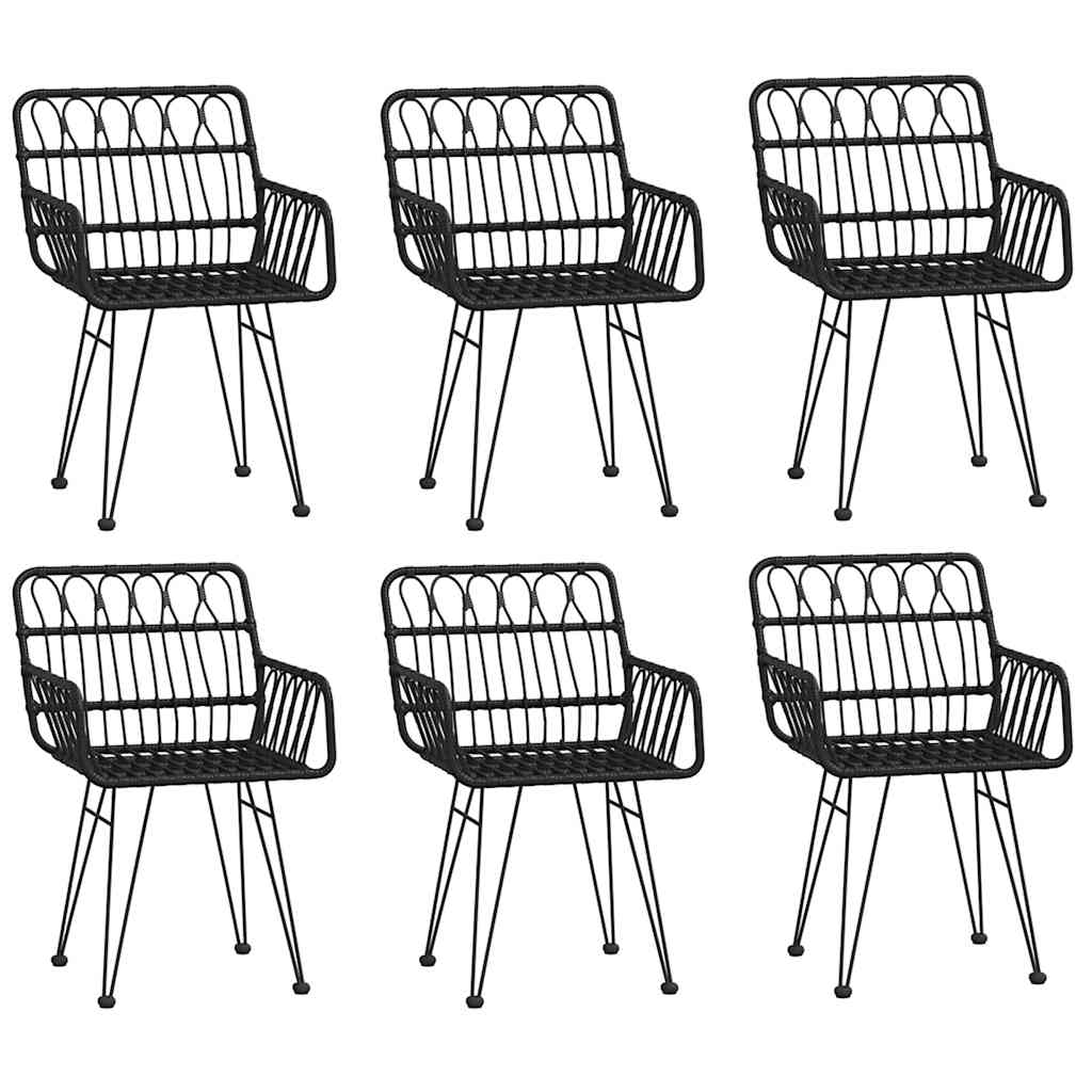 7-tlg. Garten-Essgruppe Schwarz Poly Rattan