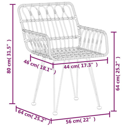 7-tlg. Garten-Essgruppe Schwarz Poly Rattan