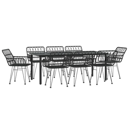 9-tlg. Garten-Essgruppe Schwarz Poly Rattan