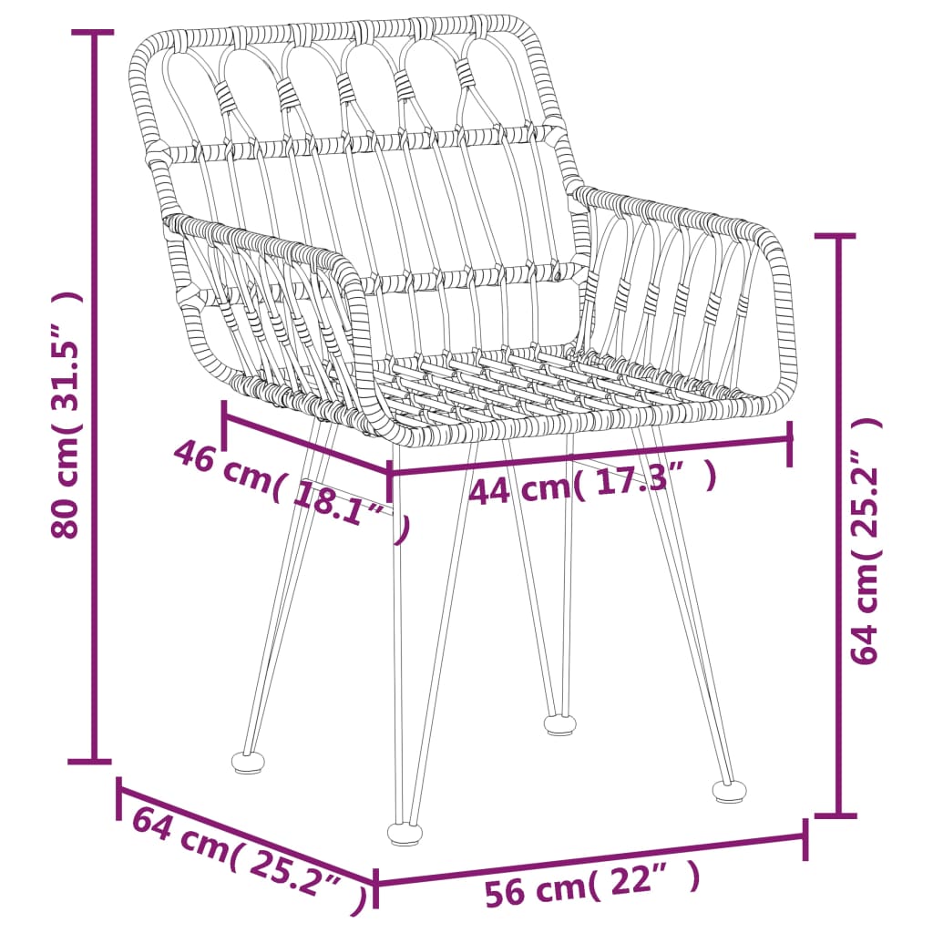 9-tlg. Garten-Essgruppe Schwarz Poly Rattan