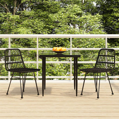 3-tlg. Garten-Essgruppe Schwarz Poly Rattan
