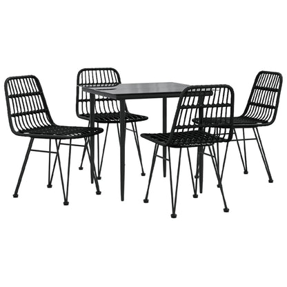 5-tlg. Garten-Essgruppe Schwarz Poly Rattan