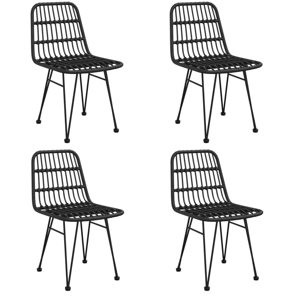 5-tlg. Garten-Essgruppe Schwarz Poly Rattan