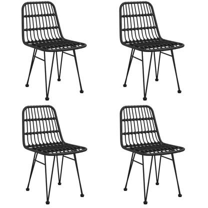 5-tlg. Garten-Essgruppe Schwarz Poly Rattan