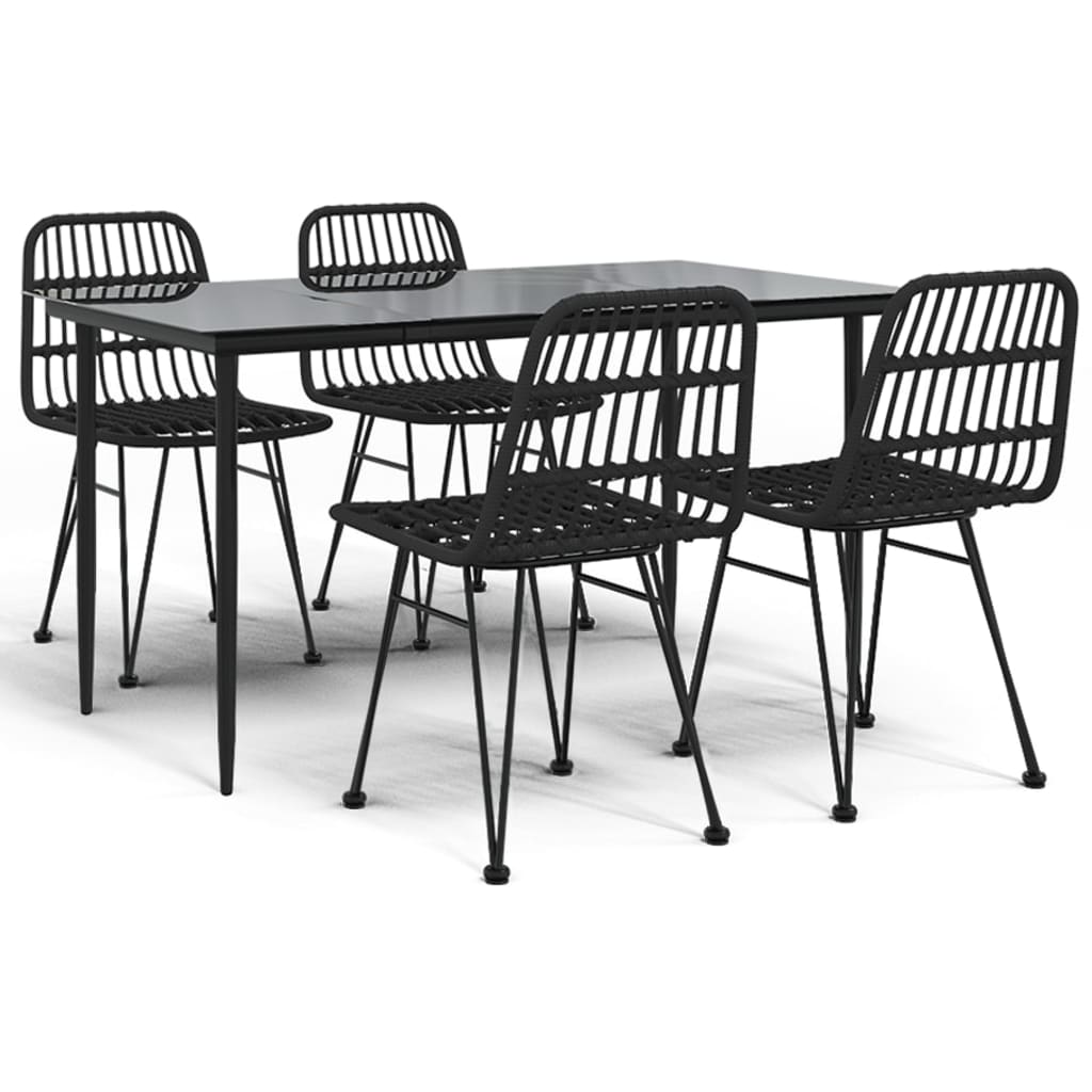 5-tlg. Garten-Essgruppe Schwarz Poly Rattan