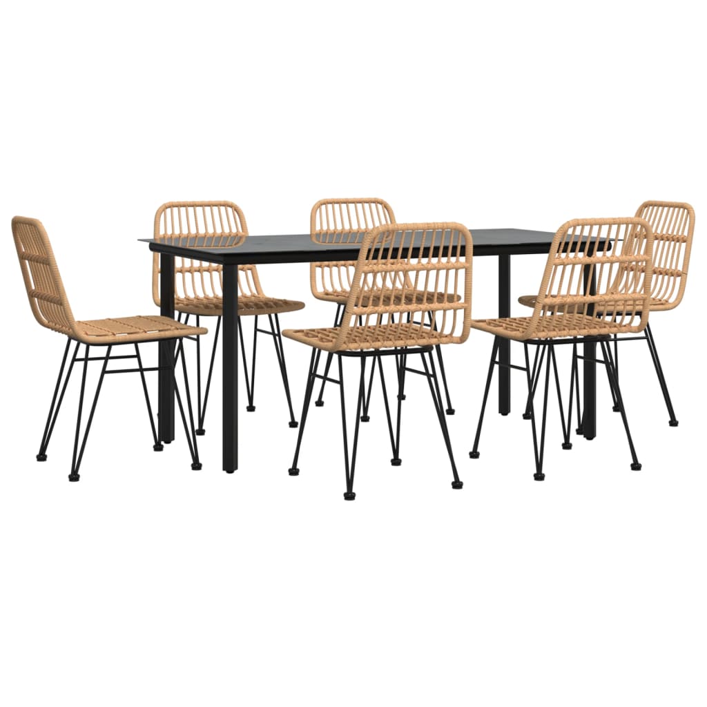 7-tlg. Garten-Essgruppe Poly Rattan