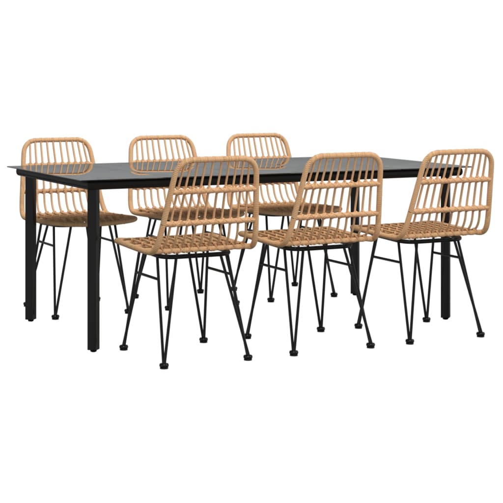 7-tlg. Garten-Essgruppe Poly Rattan