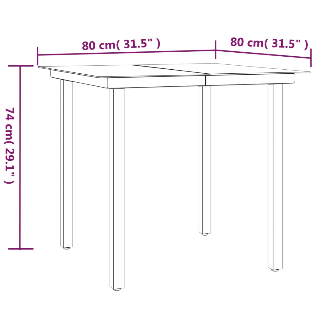 3-tlg. Garten-Essgruppe Schwarz Poly Rattan