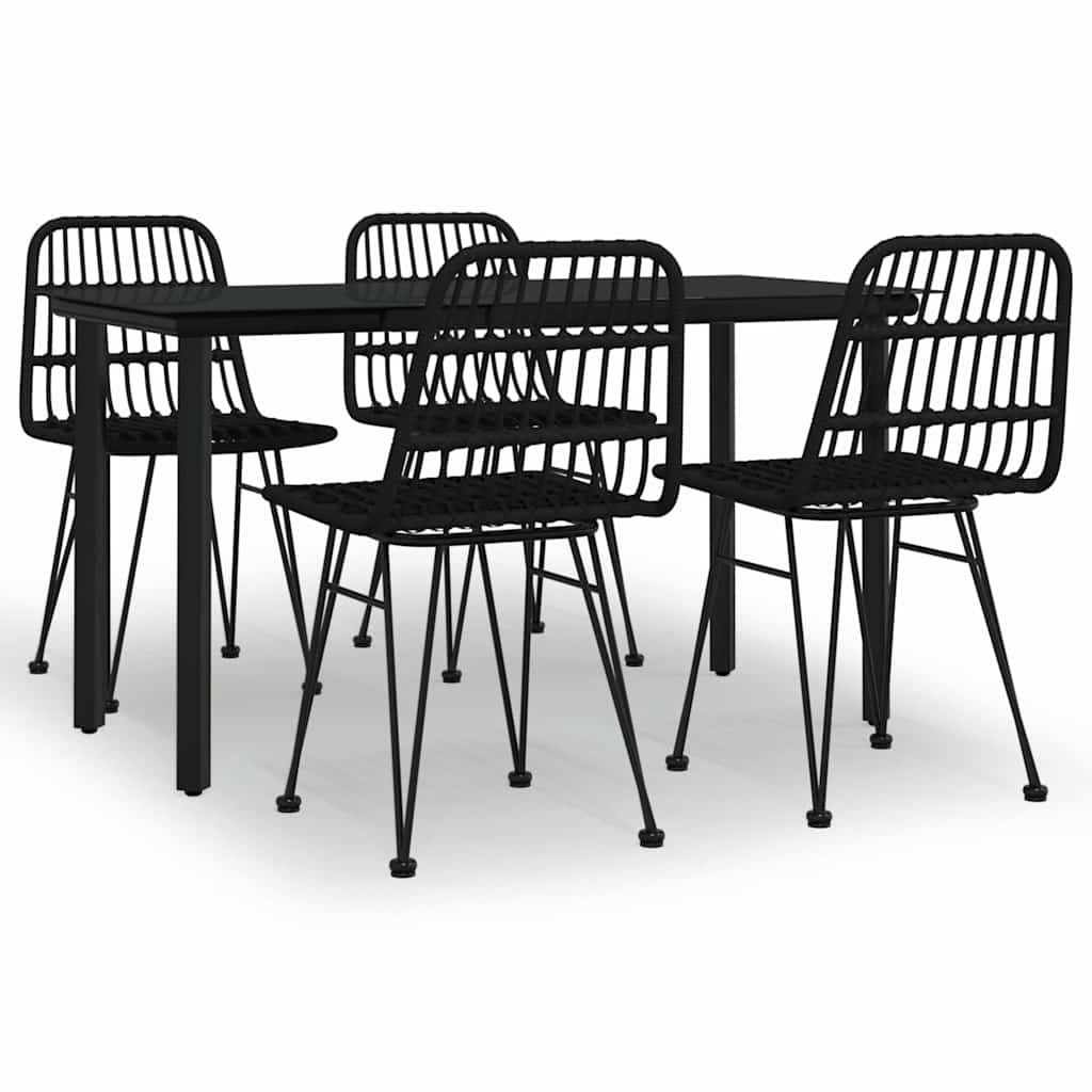 5-tlg. Garten-Essgruppe Schwarz Poly Rattan