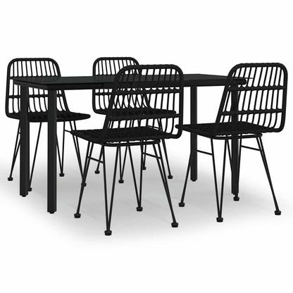 5-tlg. Garten-Essgruppe Schwarz Poly Rattan