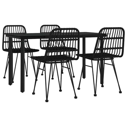 5-tlg. Garten-Essgruppe Schwarz Poly Rattan
