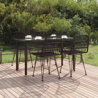 5-tlg. Garten-Essgruppe Schwarz Poly Rattan