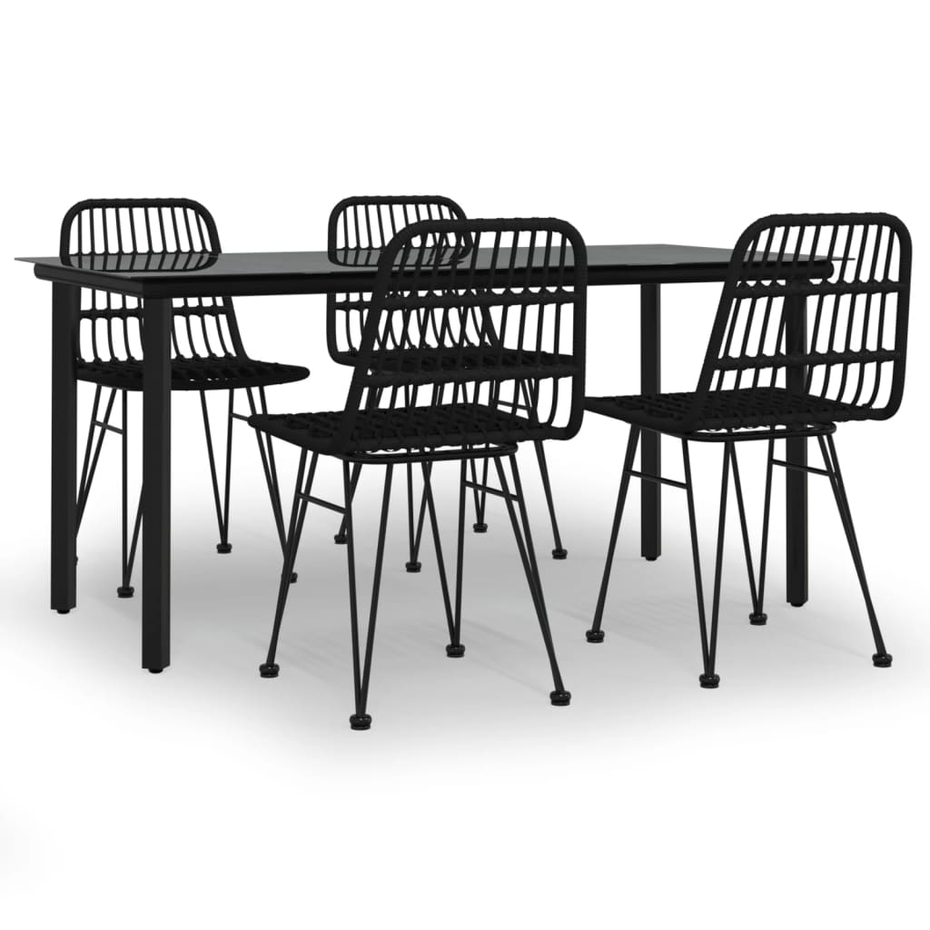 5-tlg. Garten-Essgruppe Schwarz Poly Rattan