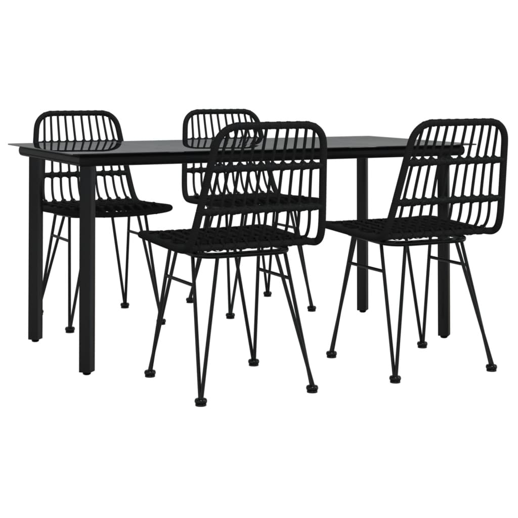 5-tlg. Garten-Essgruppe Schwarz Poly Rattan