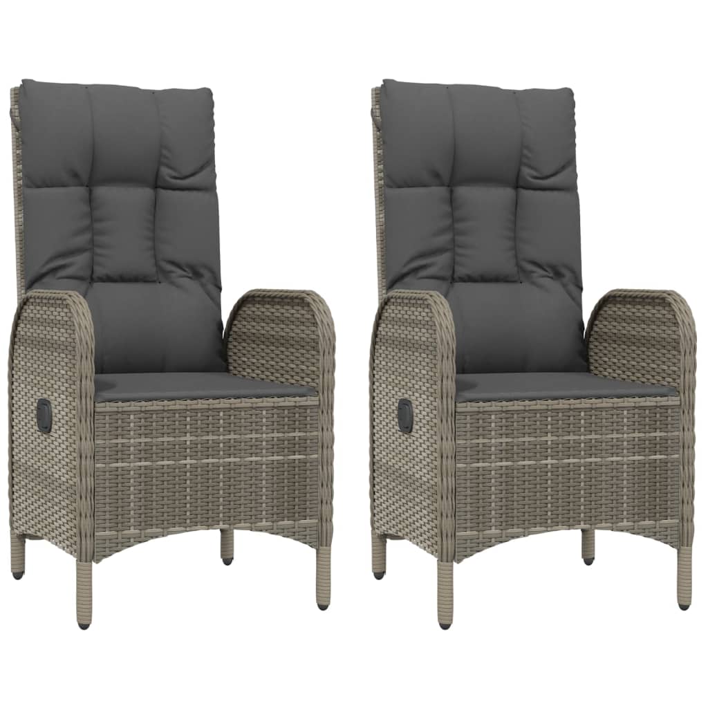 4-tlg. Garten-Essgruppe mit Kissen Grau Poly Rattan
